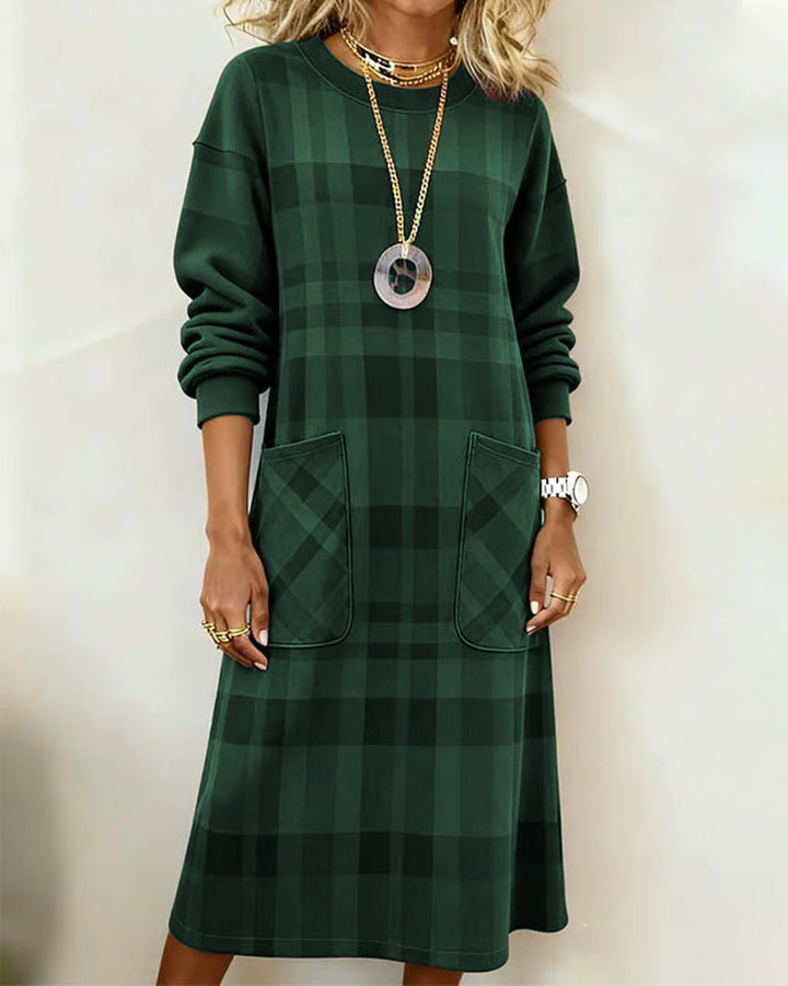 Edwina | Plaid Pocket Shift Midi