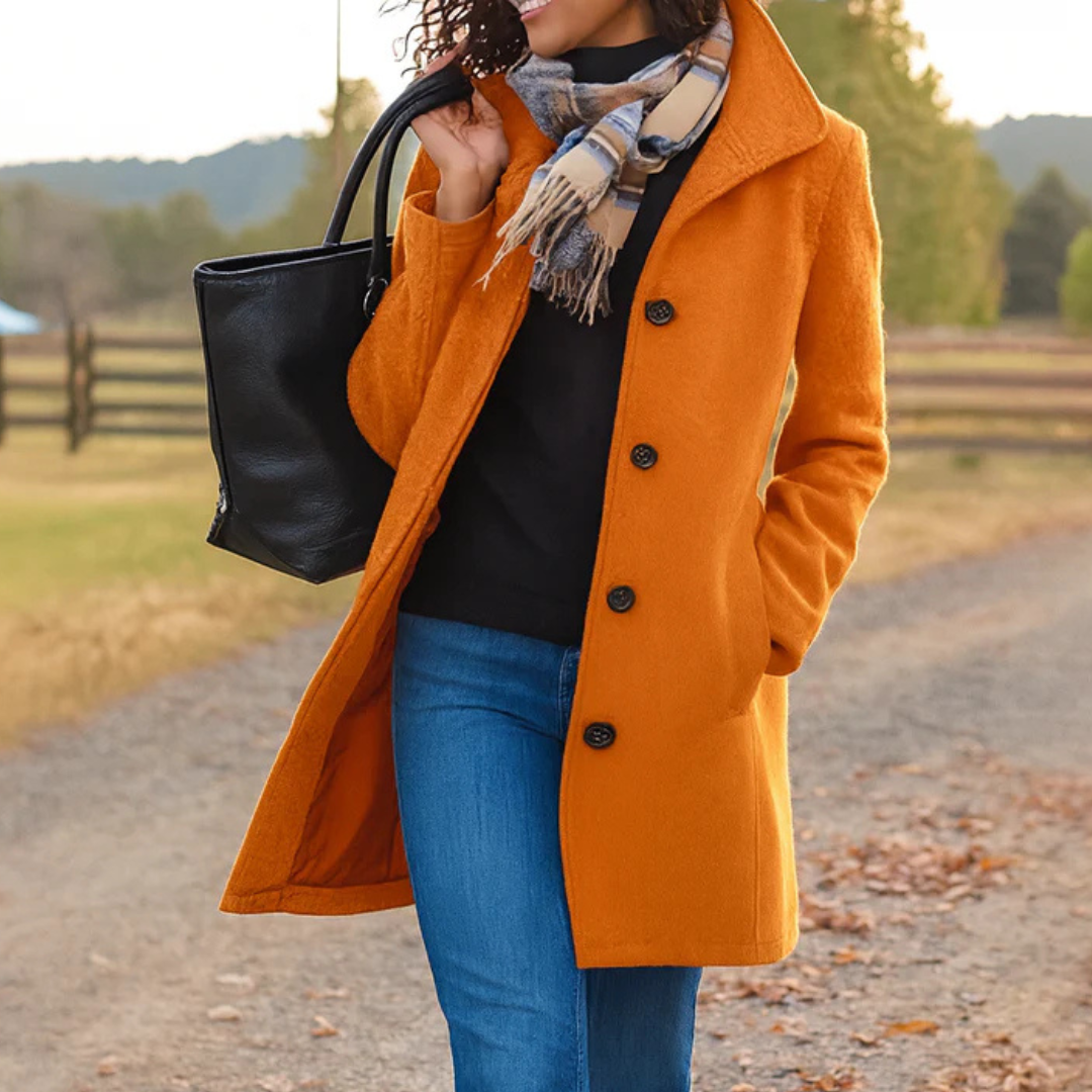 Marjorie | Classic Button-Front Long Coat for Women
