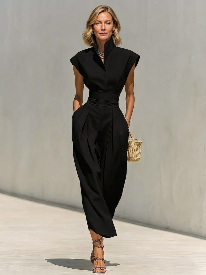 Sabine high-neck two-piece skirt set from Bennett and Lowe, featuring a stylish matching top and skirt in a modern design.