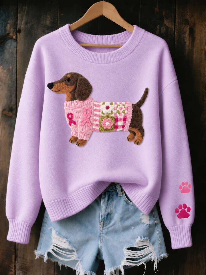 Bennett and Lowe Myron women's long-sleeve knit sweater featuring a dachshund motif, cozy and stylish for casual wear.