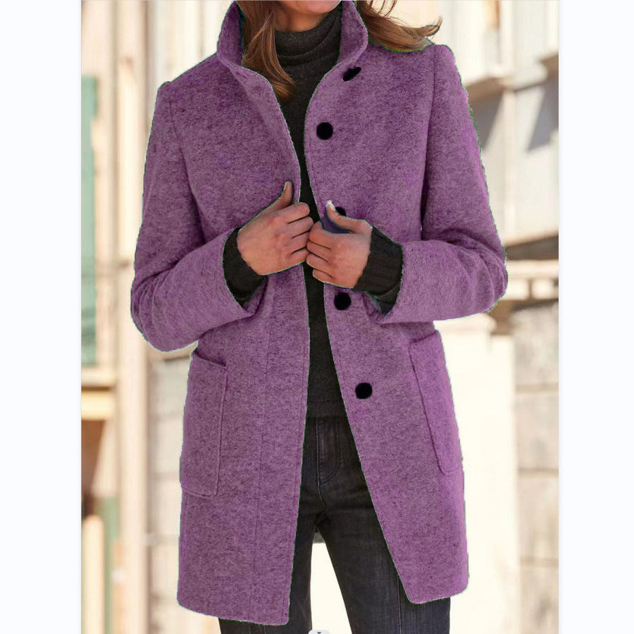 Vintora™ – Retro Women's Windbreaker with Buttons and Stand-Up Collar