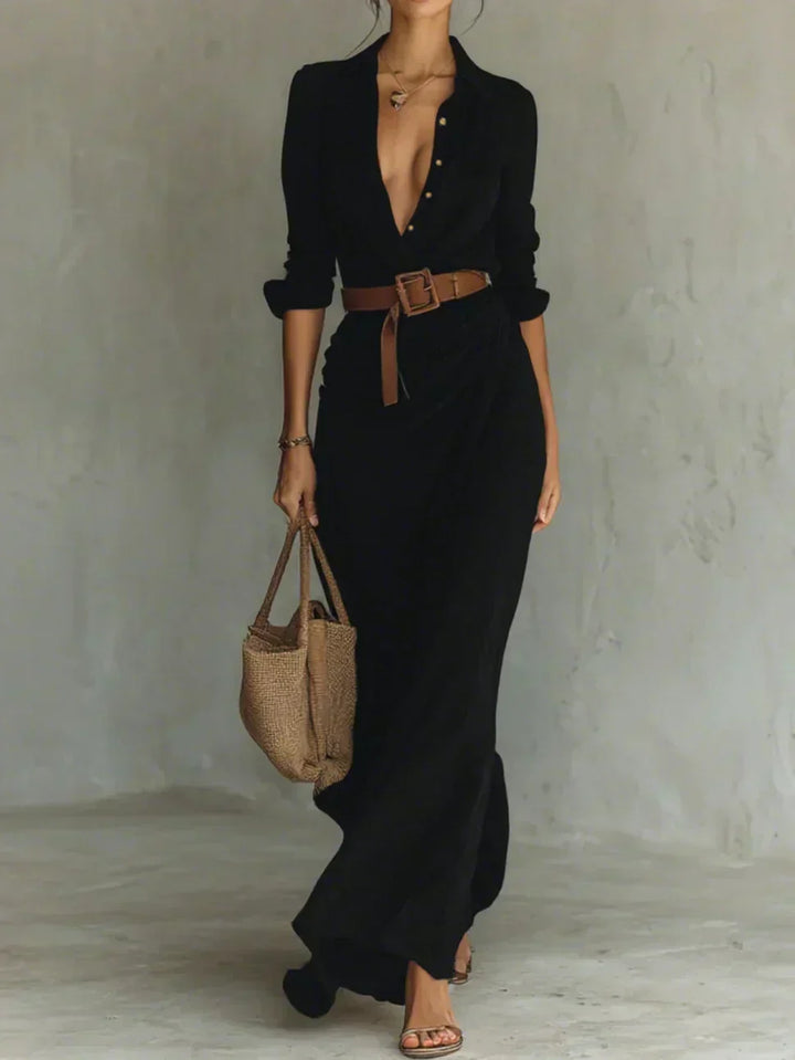 Floral print Camille maxi dress for women by Bennett and Lowe, featuring a flowing silhouette and vibrant flower pattern.
