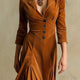 Elowenna | Collared V-Neck Button-Front 7/8-Sleeve Midi Dress for Women