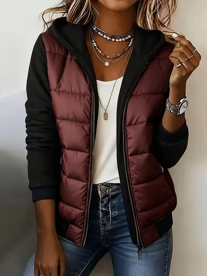 Bennett and Lowe Kinsley hooded color-block puffer jacket in a quilted design