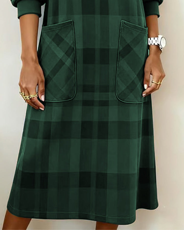 Edwina | Plaid Pocket Shift Midi