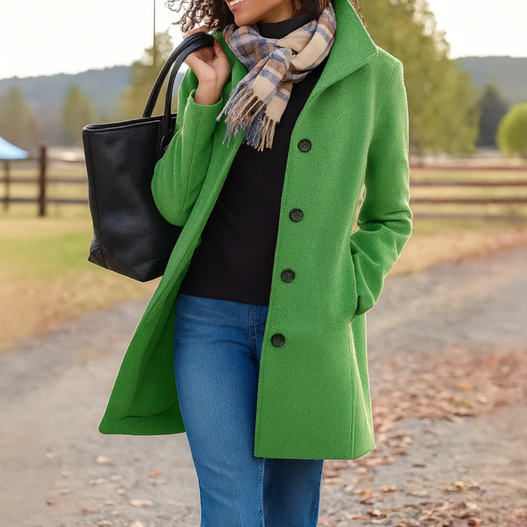Marjorie | Classic Button-Front Long Coat for Women