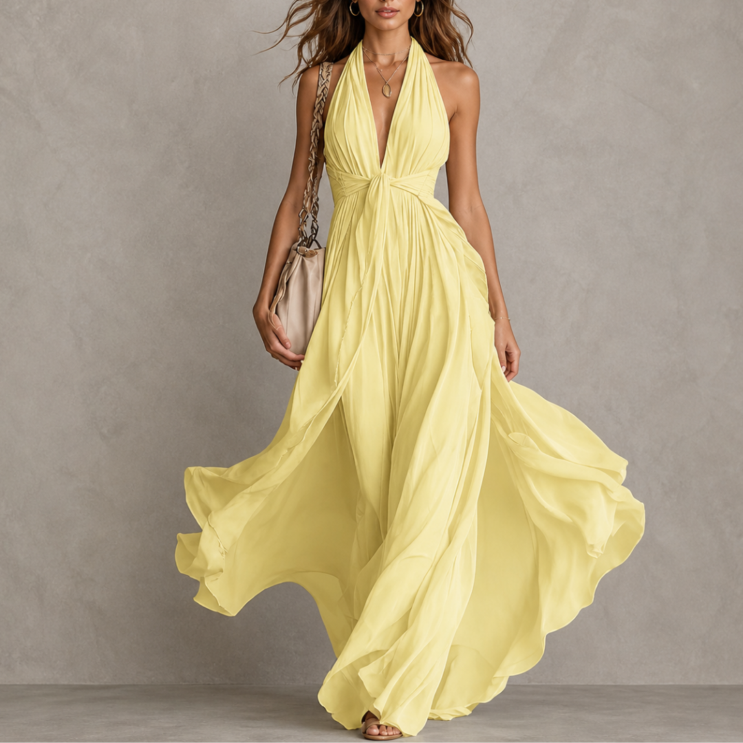 Samantha | Halter Chiffon Maxi Dress for Women