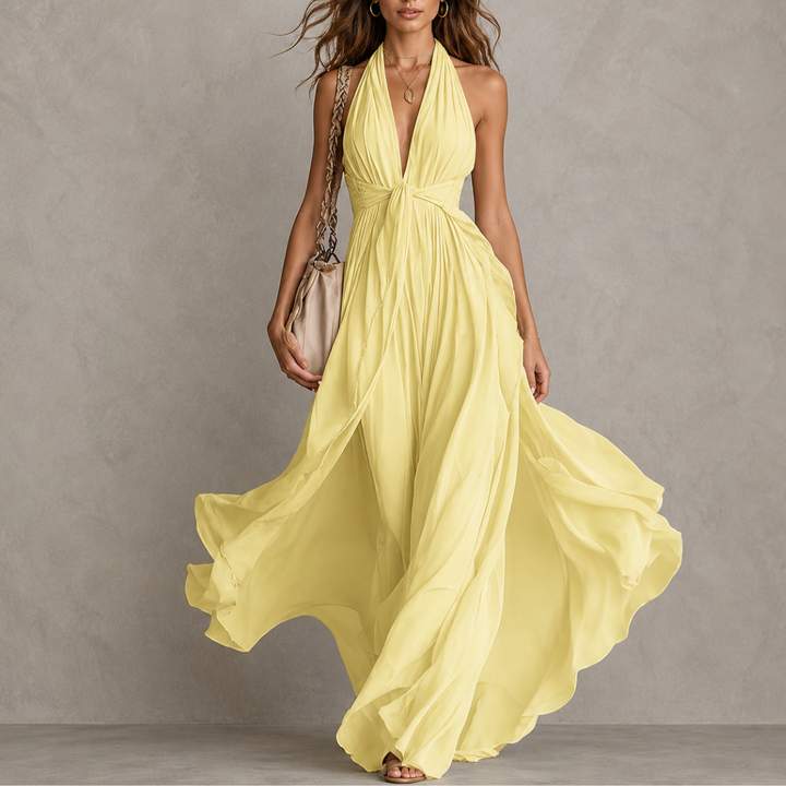 Samantha | Halter Chiffon Maxi Dress for Women
