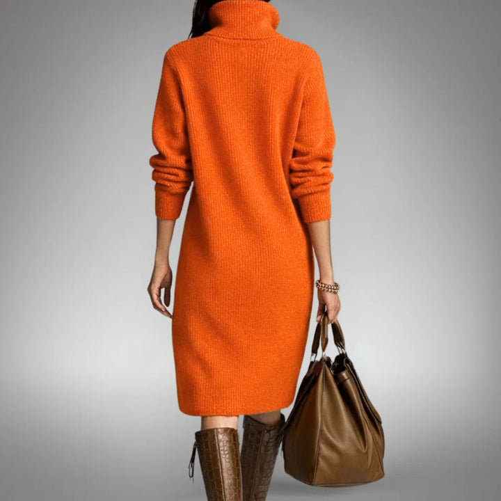 Bethany Bennett and Lowe button-collar midi dress displayed on a mannequin, featuring a classic collar and elegant midi length.