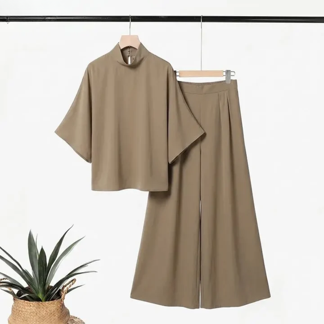 Denise | Half-Sleeve Wide-Leg Pants Set