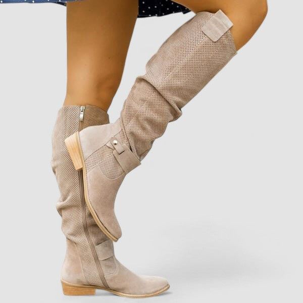 Hazel slouch knee-high boots for women by Bennett and Lowe, featuring a relaxed fit and stylish design in rich leather.