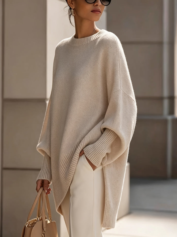Bennett and Lowe Sorrel oversized batwing crew sweater in apricot porc