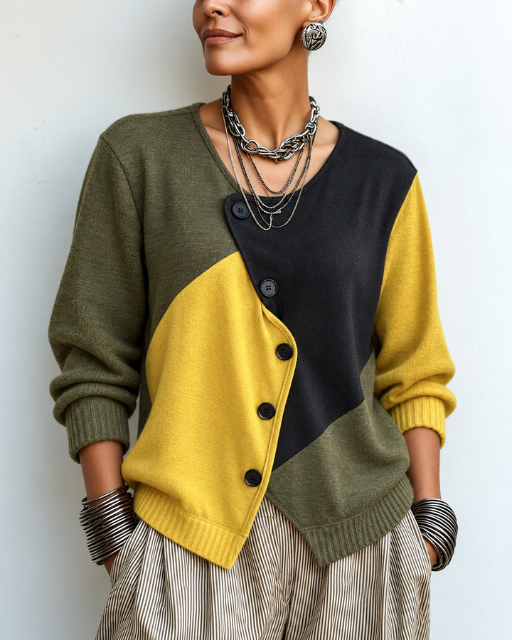 Audrey | Asymmetric Color-Block Sweater