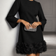 Natalie | Floral Hem Long-Sleeve Mini Dress