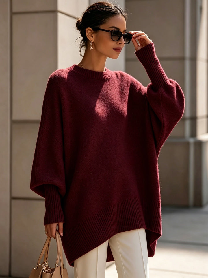 Bennett and Lowe Sorrel oversized batwing crew sweater in burgundy