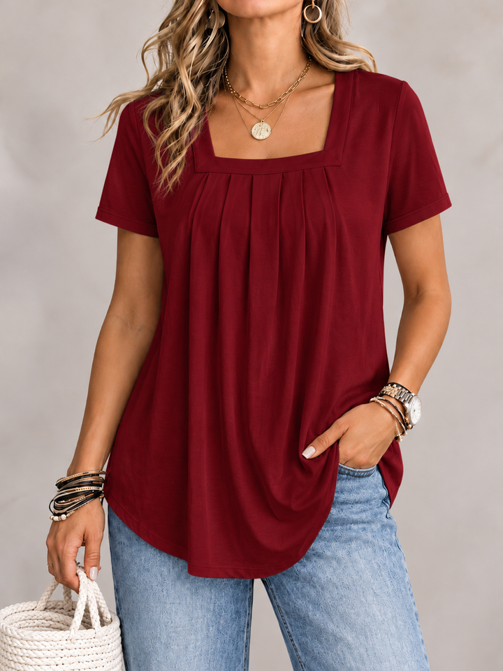 Valina | Pleated Square Neck Top