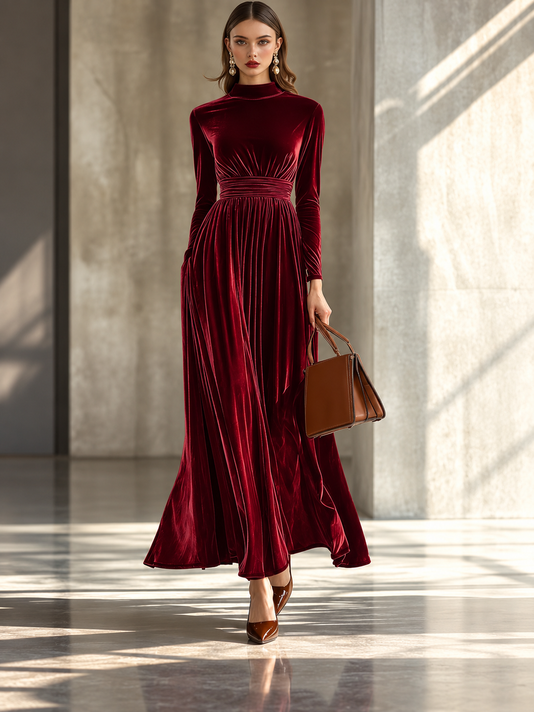 Teresa | Long-Sleeve Flared Maxi Dress