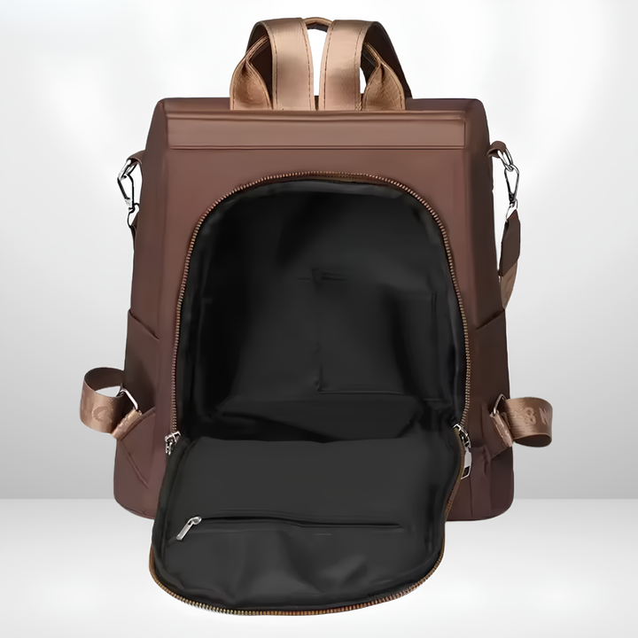 Bennett and Lowe Lucius multi-compartment anti-theft shoulder bag for women with secure zipper closures and sleek design