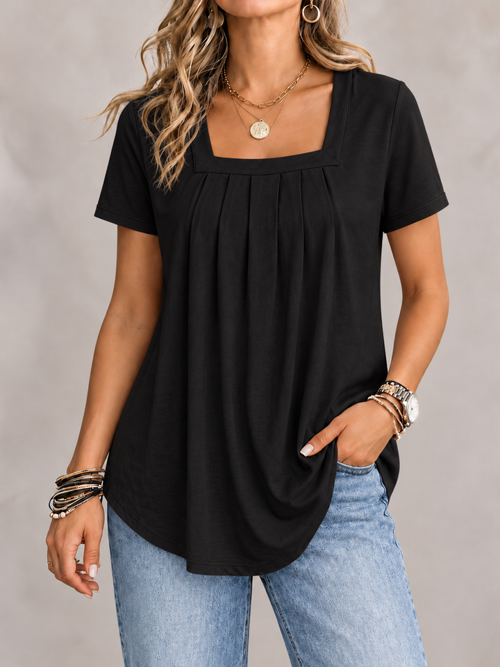 Valina | Pleated Square Neck Top