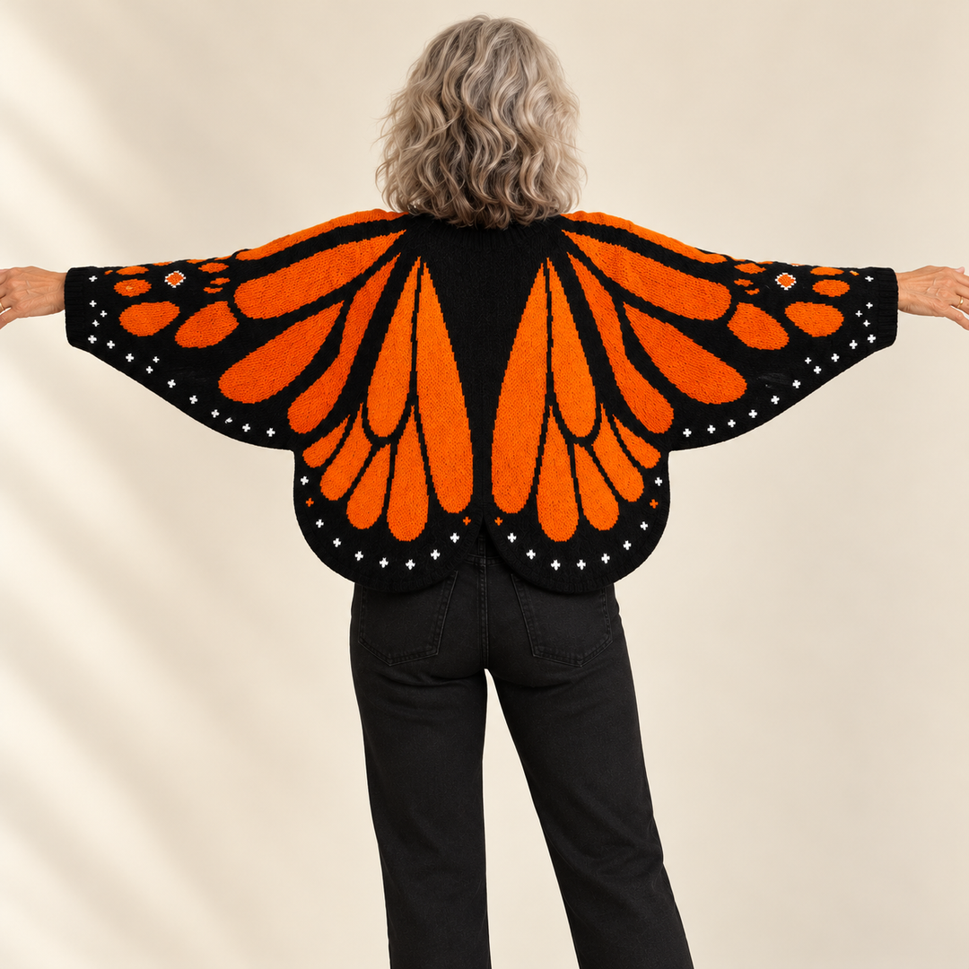Audrina | Butterfly Print Button-Front Cardigan