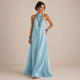 Cassidy | Blue Halter-Neck Flowing Maxi Dress for Women