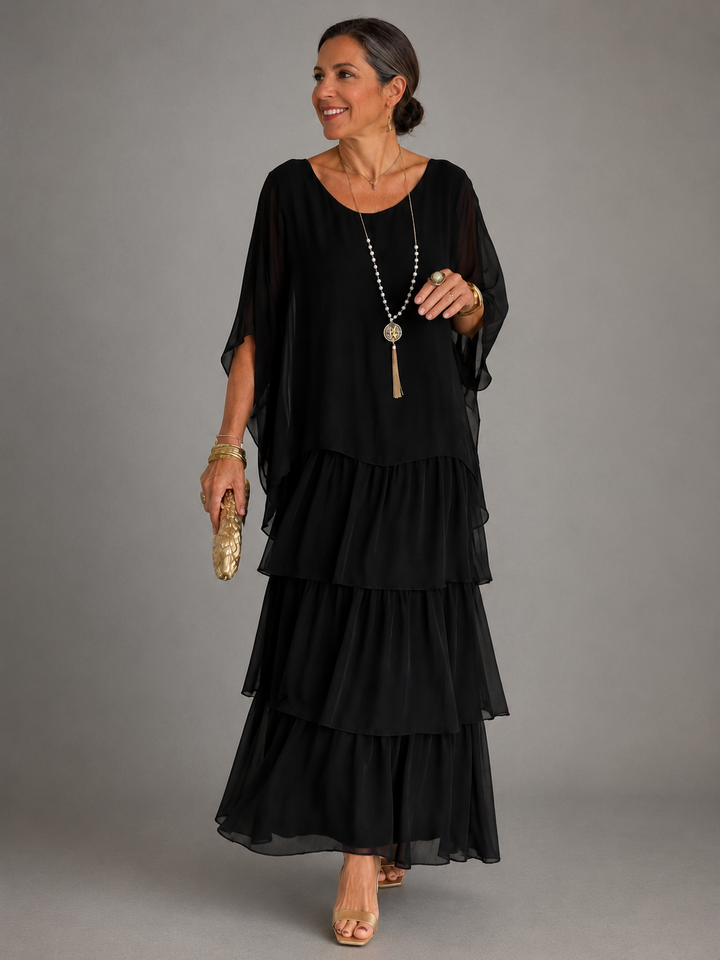 Elegant flowing Lara™ maxi dress for women by Bennett and Lowe, featuring a graceful, lightweight design in soft fabric.