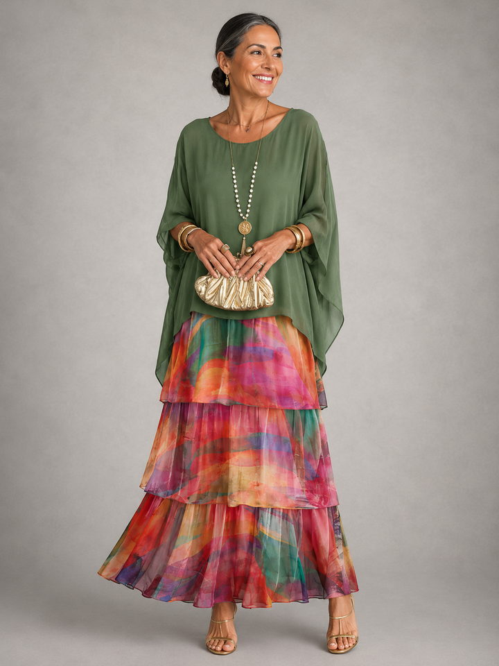 Elegant flowing maxi dress by Bennett and Lowe, featuring a feminine design with soft fabric and stylish silhouette.
