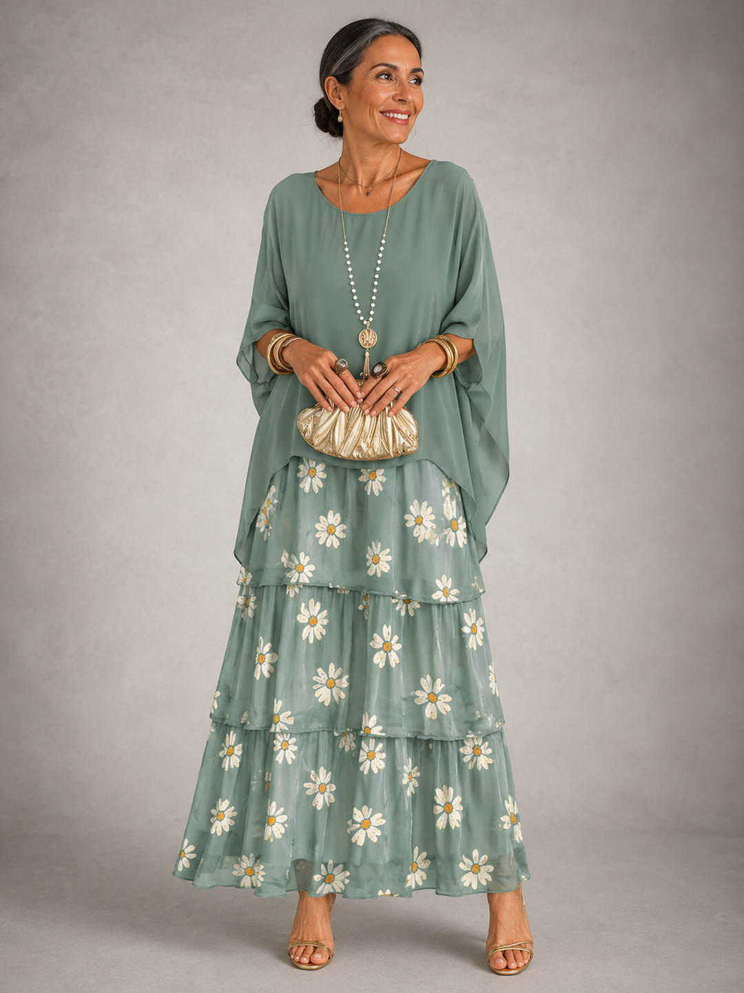 Elegant flowing maxi dress by Bennett and Lowe, featuring a feminine silhouette with soft fabric and intricate detailing.