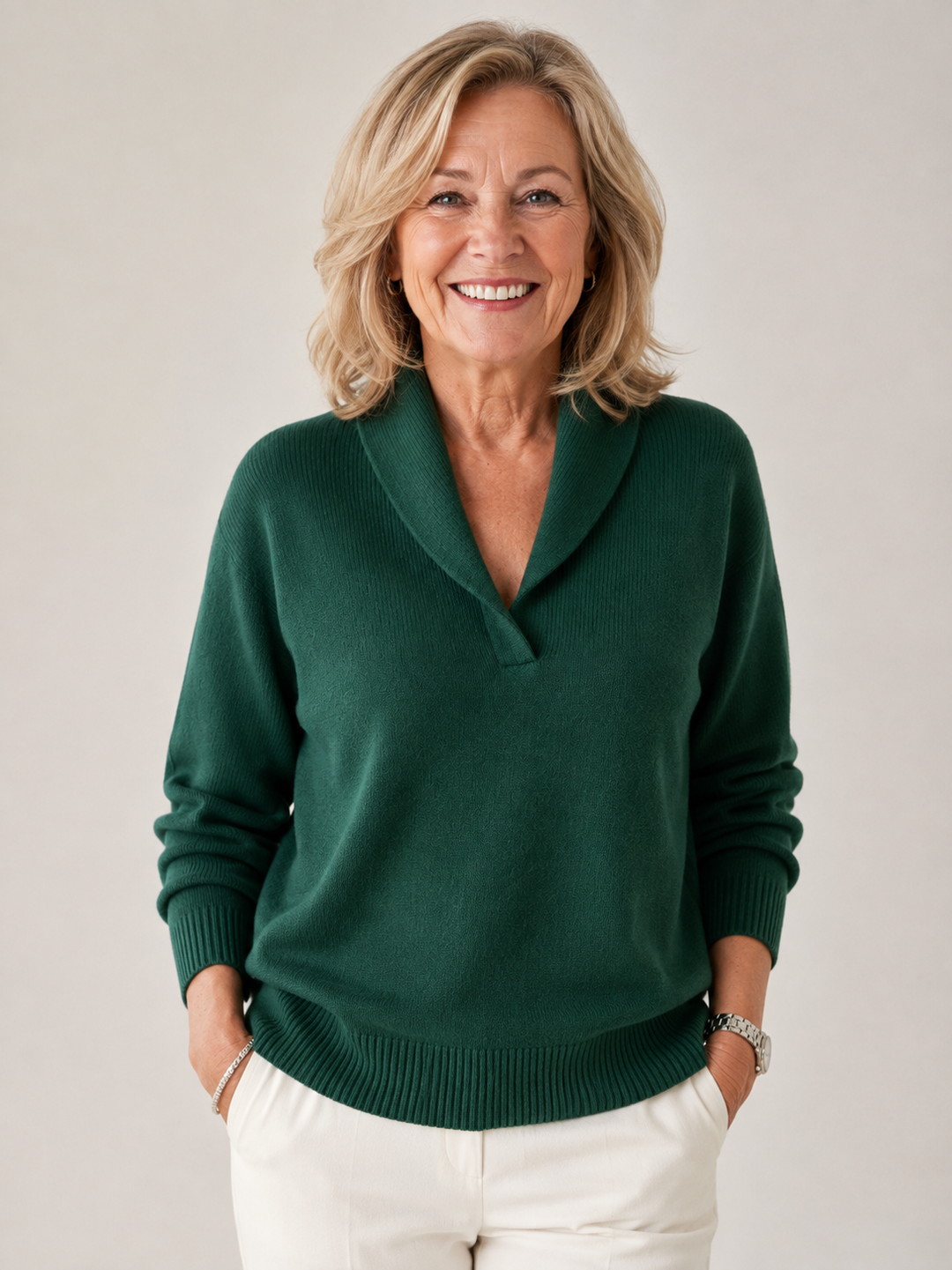 Dorothy relaxed V-neck sweater for women by Bennett and Lowe