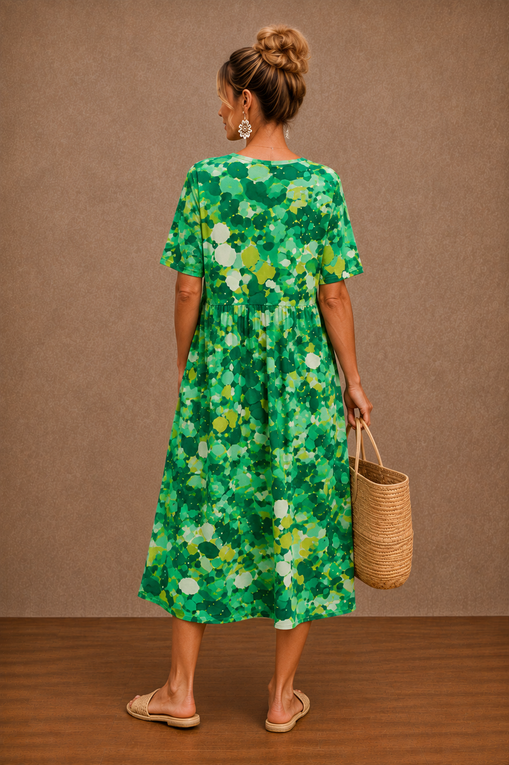 Hazel floral summer midi dress by Bennett and Lowe, featuring a flowy fabric and vibrant flower print.