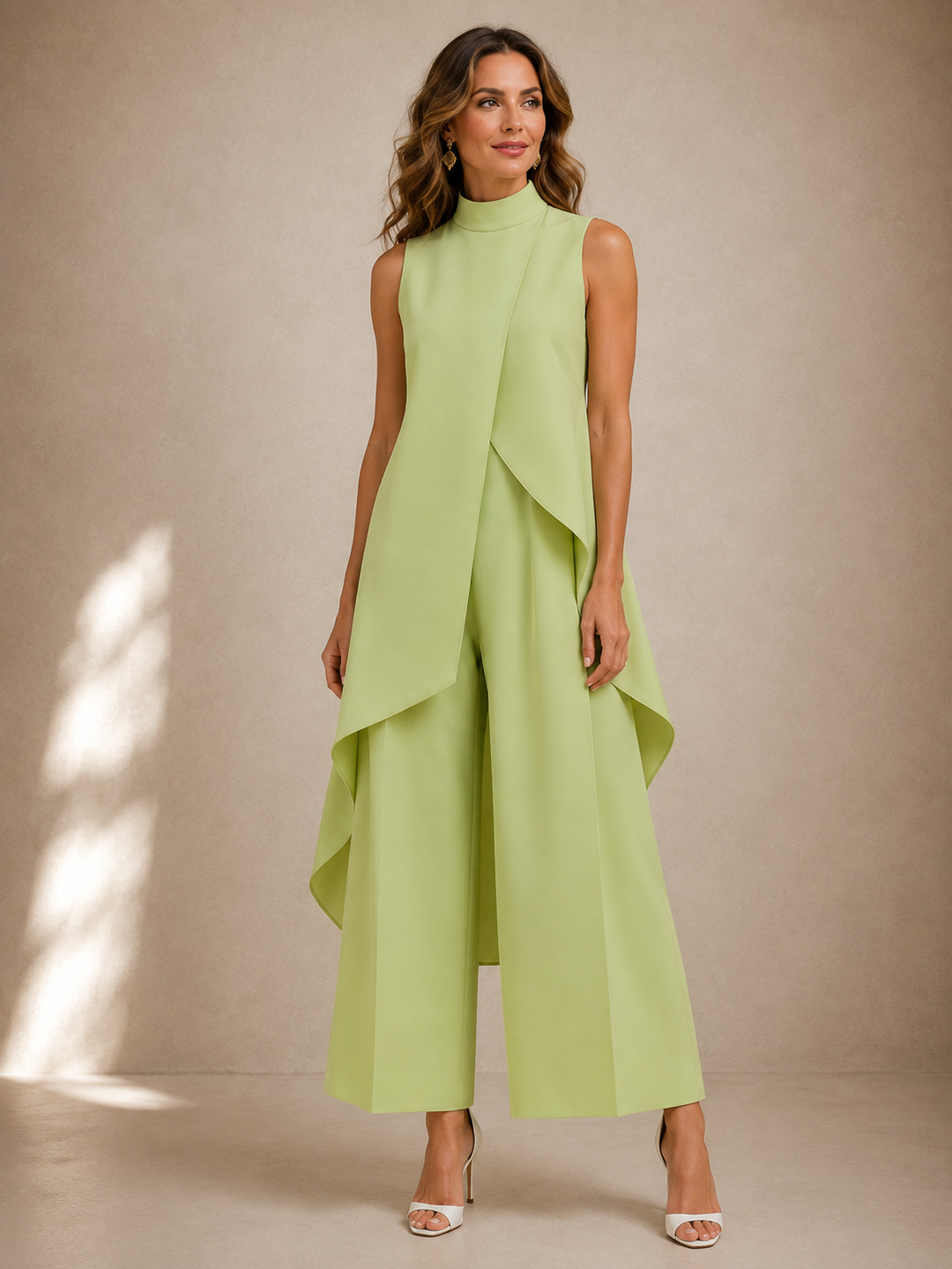 Ruby sculpted high-neck jumpsuit by Bennett and Lowe, featuring a fitted high-neck design and sleek silhouette.
