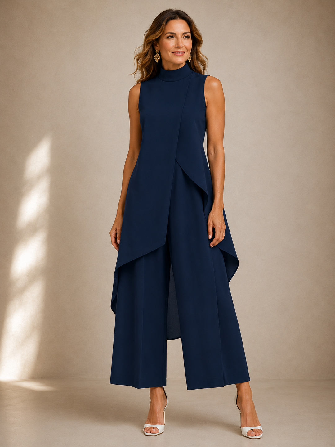 Ruby sculpted high-neck jumpsuit by Bennett and Lowe, featuring a fitted silhouette and elegant design.
