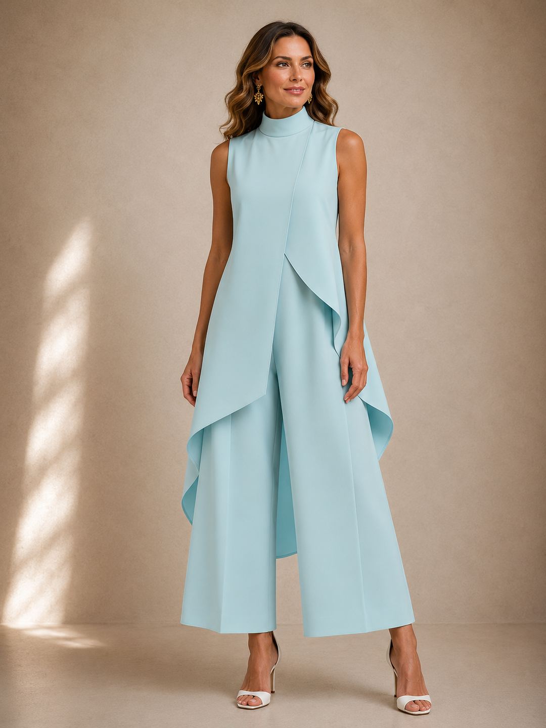 Ruby sculpted high-neck jumpsuit by Bennett and Lowe, fitted design with a stylish high neckline and sleek silhouette.