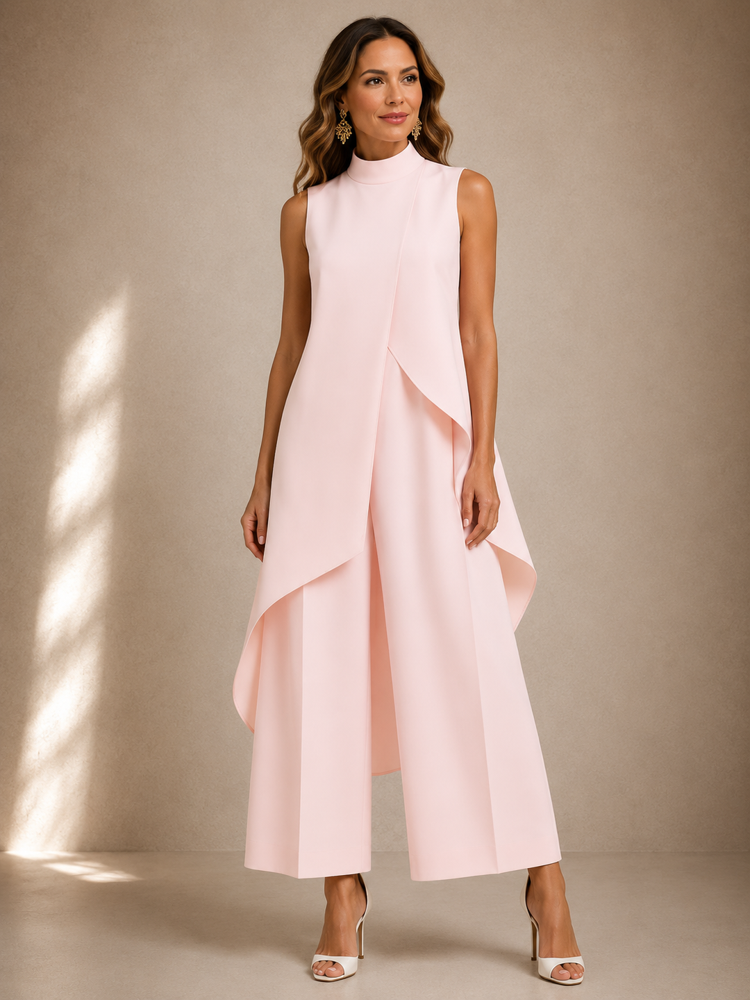 Ruby sculpted high-neck jumpsuit by Bennett and Lowe, featuring a fitted silhouette and elegant design.