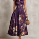 Florence | Floral Mandarin-Neck Midi Dress for Women