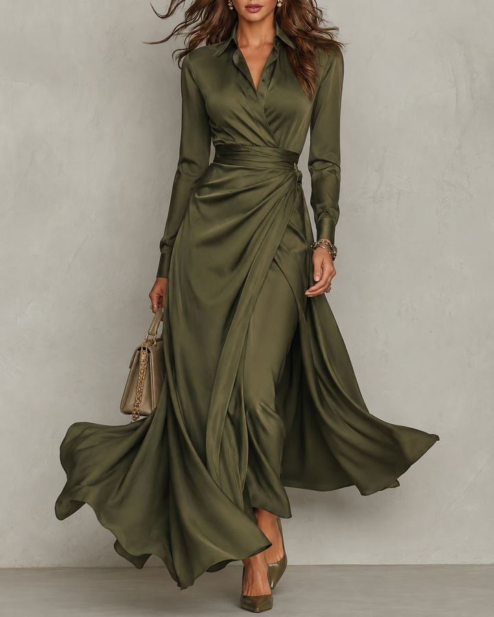 Alyssa | Green Wrap Maxi Dress for Women