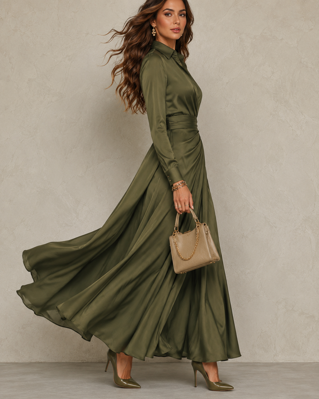 Alyssa | Green Wrap Maxi Dress for Women