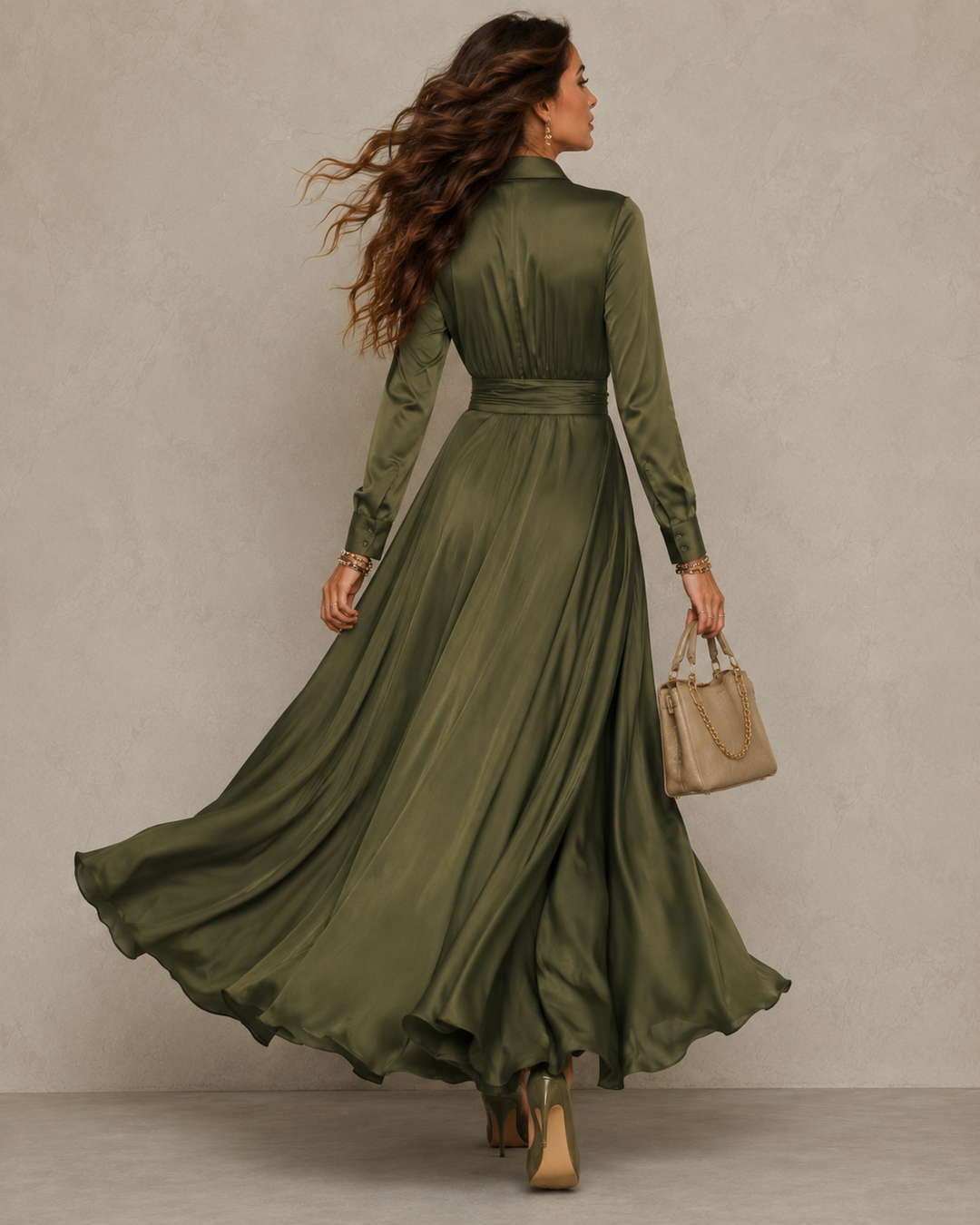 Brittany | Ruched Shirt Midi Dress for Women