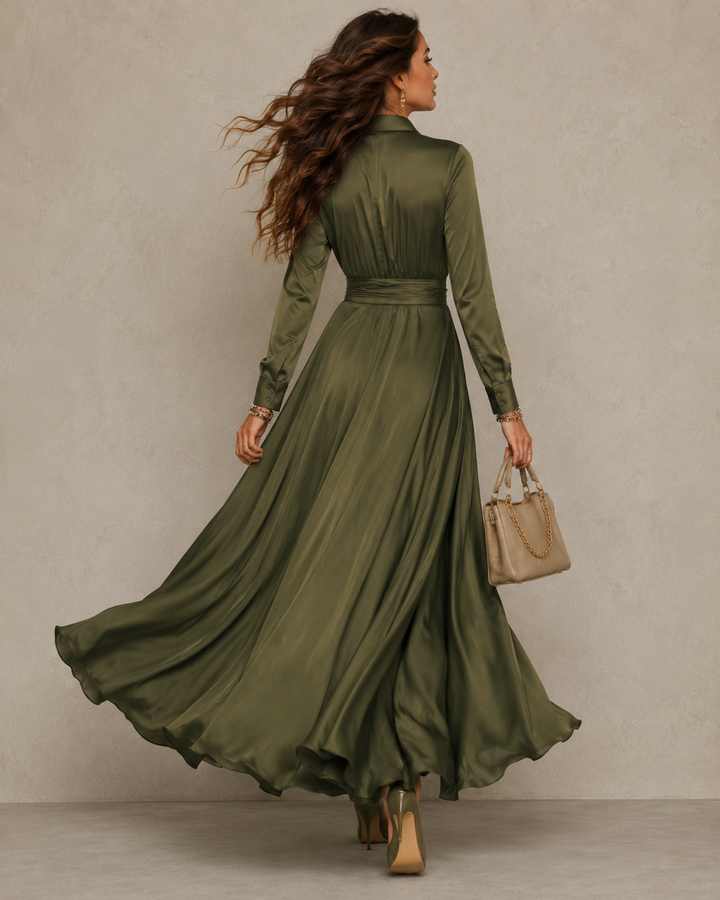 Brittany | Ruched Shirt Midi Dress for Women