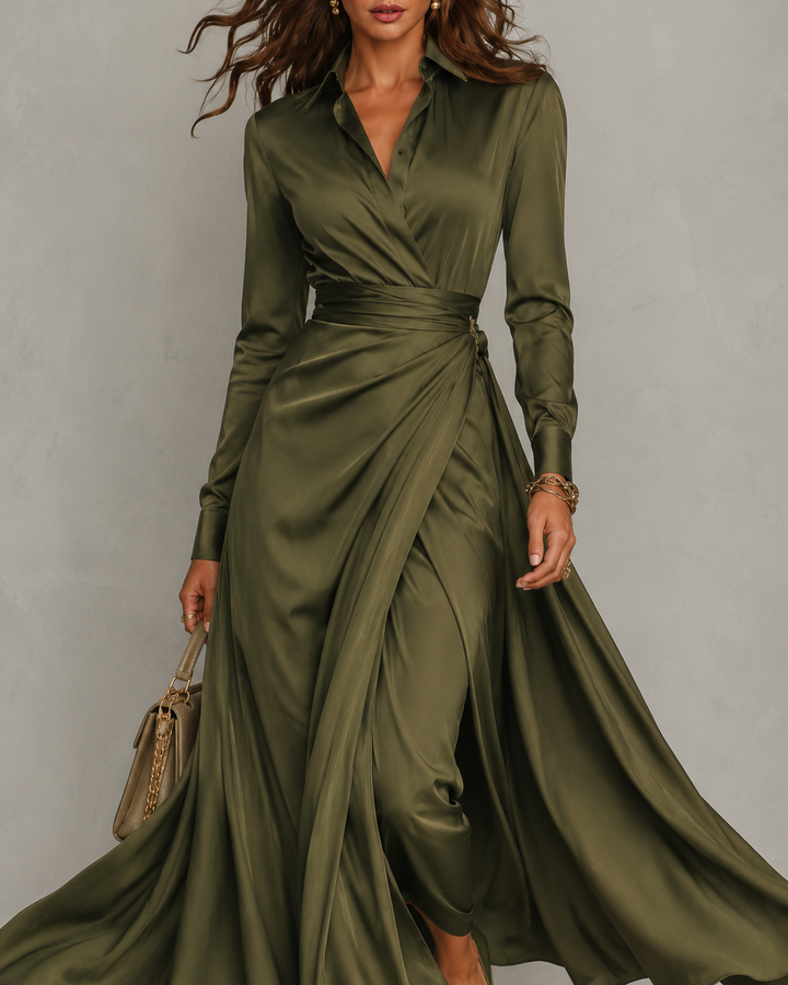 Brittany | Ruched Shirt Midi Dress for Women