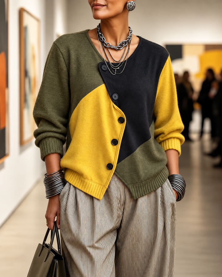Audrey | Asymmetric Color-Block Sweater