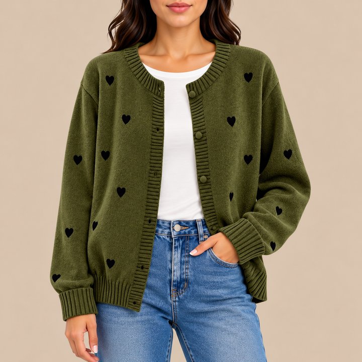 Harriet | Heart-Pattern Button Cardigan
