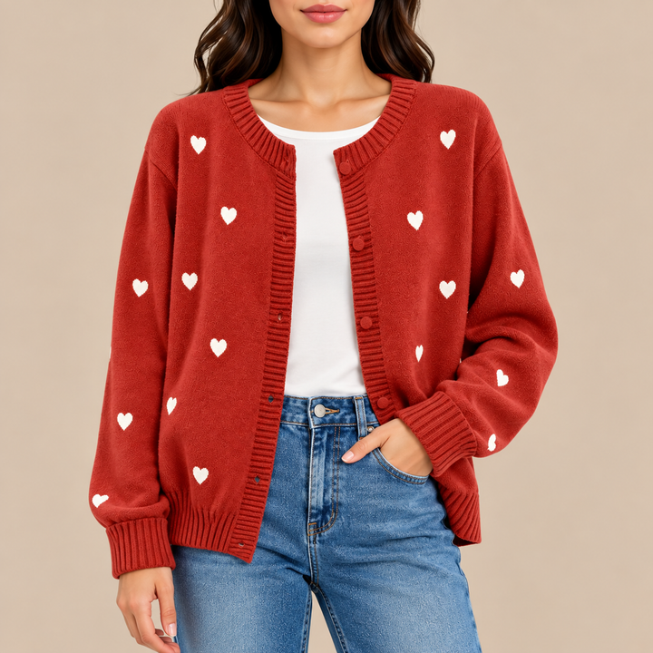 Harriet | Heart-Pattern Button Cardigan