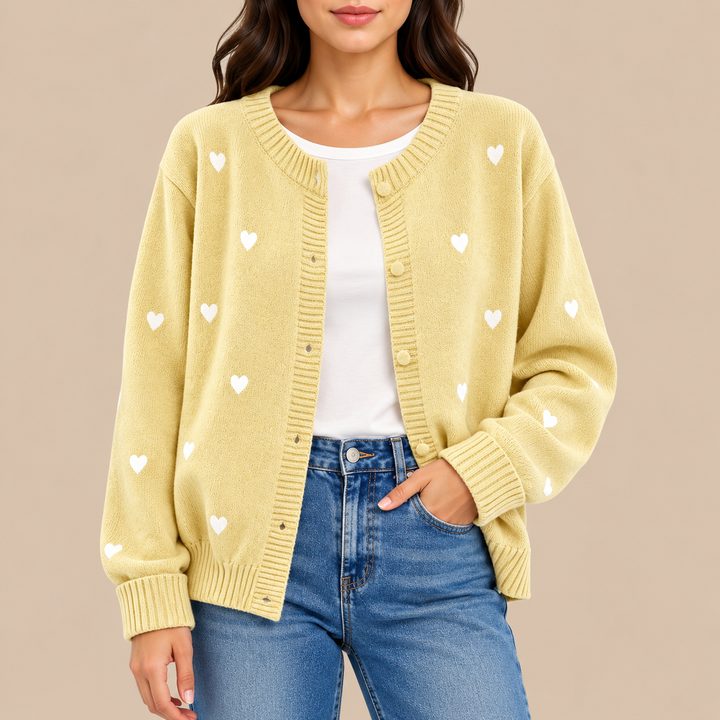 Harriet | Heart-Pattern Button Cardigan