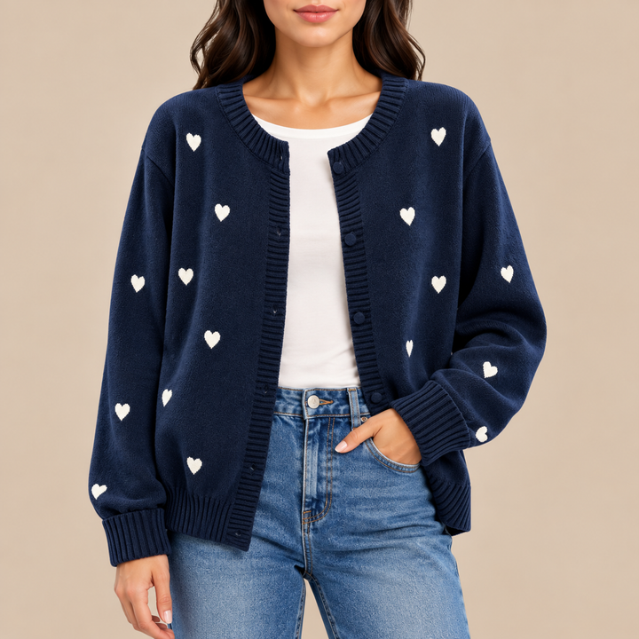 Harriet | Heart-Pattern Button Cardigan