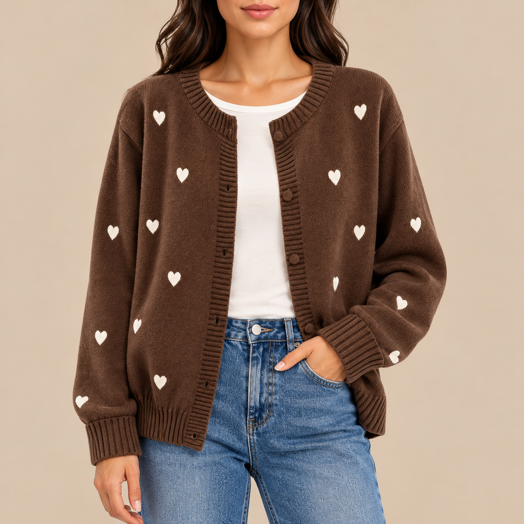Harriet | Heart-Pattern Button Cardigan