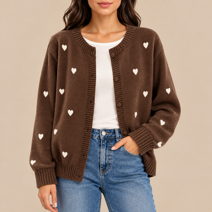 Harriet | Heart-Pattern Button Cardigan