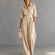 Monroe | Collared Button-Front Wide-Leg Jumpsuit for Women