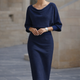 Lydia | Draped Batwing-Sleeve Midi Dress for Women