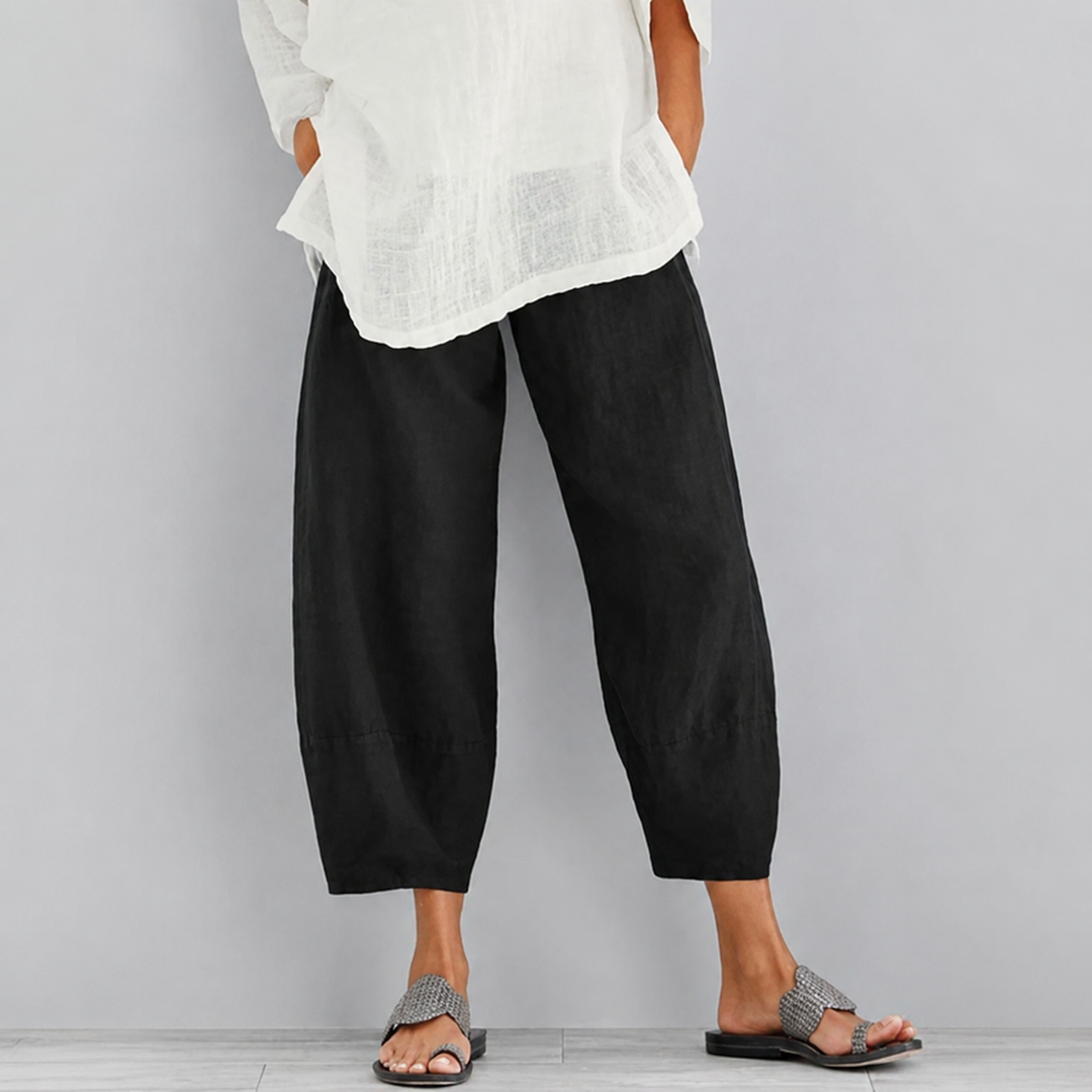 Women’s relaxed comfort pants by Bennett and Lowe featuring soft, flowy fabric and a casual fit for everyday wear.